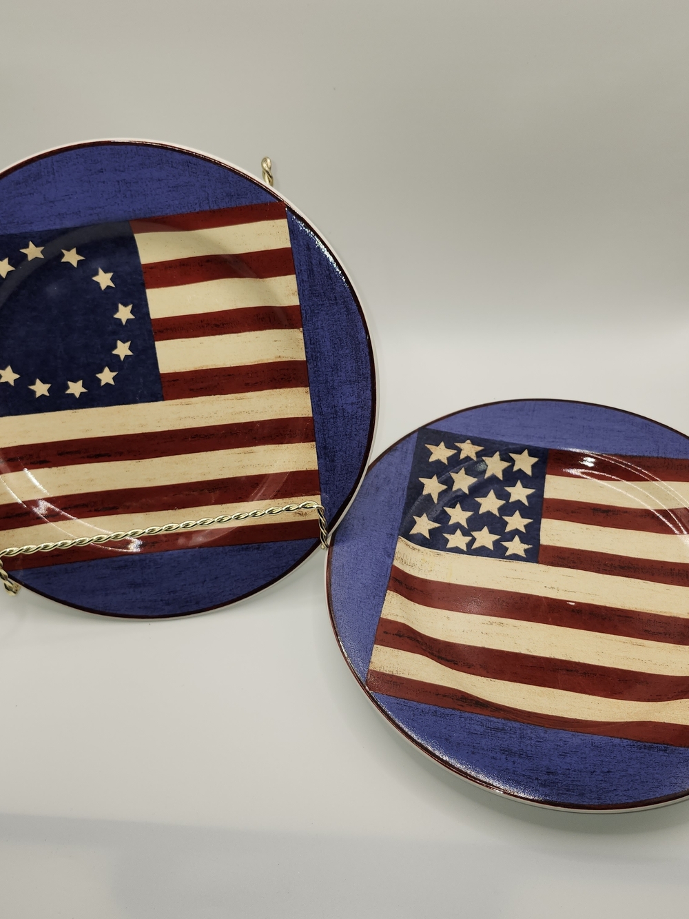 Sakura Brandon House Warren Kimble Spirit of the Flag 8" Salad Dessert 2 Plates
